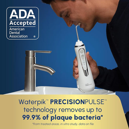 Waterpik Cordless Advanced Water Flosser For Teeth, Gums, Braces, Dental Care With Travel Bag and 4 Tips, ADA Accepted, Rechargeable, Portable, and Waterproof, White WP-560, 8 Piece Set
