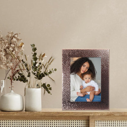 Lawrence Frames Hammered Polished Metal Picture Frame, 5x7, Copper