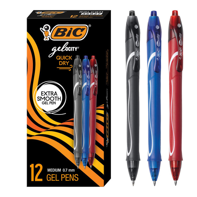 BIC Gel-ocity Quick Dry Assorted Colors Gel Pens, 