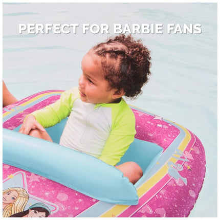 Swimways Barbie Inflatable Water Boat Vehicle, Inflatable Pool Floats and Kids Pool Toys, Barbie Pool Party Supplies for Kids Aged 3 & Up