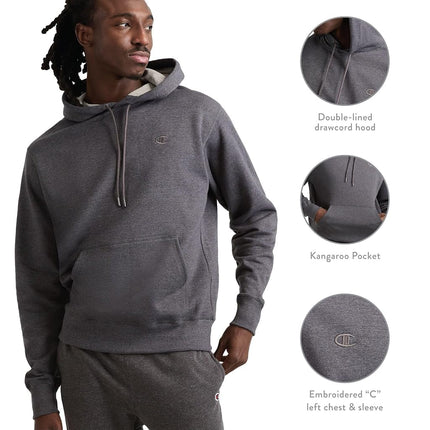 Champion Men's, Powerblend, Fleece Comfortable Hoodie, Sweatshirt (Reg. Or Big & Tall), Oxford Gray C Logo, XL