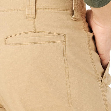 Wrangler Authentics Pantalón cargo elástico de corte relajado para hombre, Ripstop Travertino, 38W x 34L