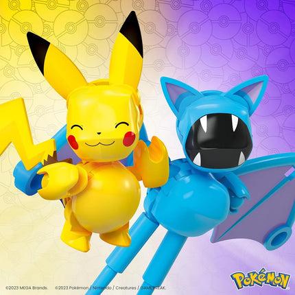 MEGA Pokémon Building Toys Set Pikachu & Zubat with 40 Pieces, 2 Poseable Characters and Poké Ball, 2 Inches Tall, for Kids, HXP12