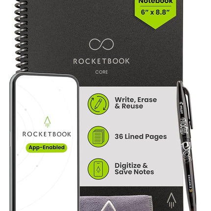 Rocketbook New Core Reusable Spiral Notebook, Exec