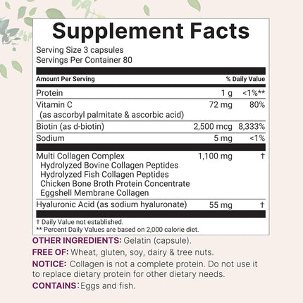 Micro Ingredients 2 Pack Multi Collagen Pills for Women & Men, 480 Capsules | Type I, II, III, V, X | Hydrolyzed Protein Peptides with Biotin, Hyaluronic Acid, & Vitamin C | Keto & Paleo Friendly