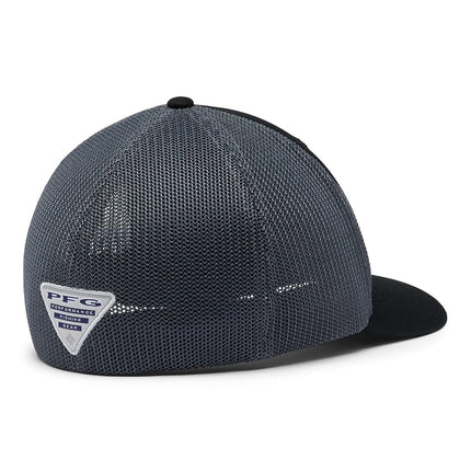 Columbia Unisex PFG Fish Flag Mesh Ball Cap-High Crown, Black/Graphite, XX-Large