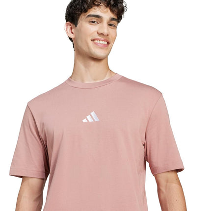 adidas Essentials Men's Small Logo Single Jersey T-Shirt, Warm Tone/White, S