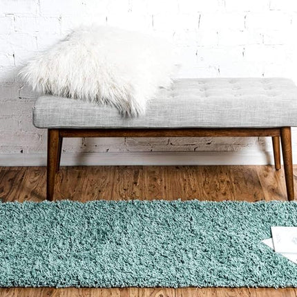 Unique Loom Solo Solid Shag Collection Modern Plush Light Slate Blue Runner (3' x 10')