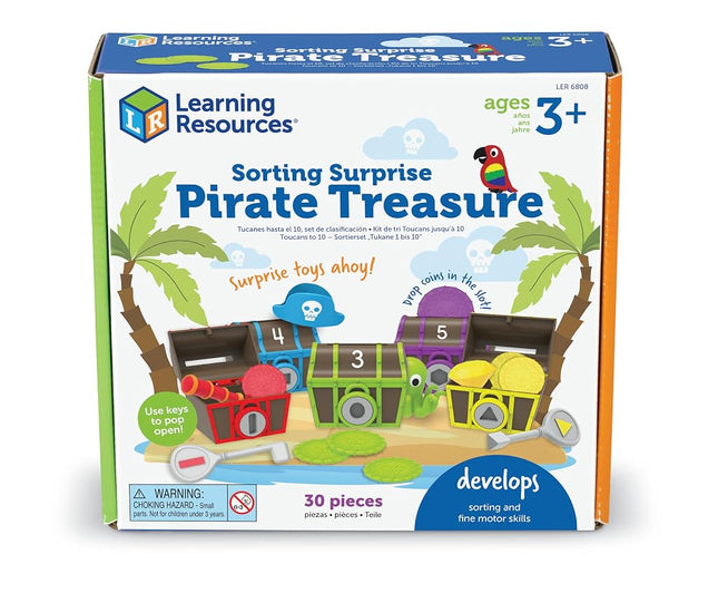 Learning Resources Sorting Surprise Pirate Treasure, Ages 3+, Colour Sorting Toy, Unlock Fine Motor Skills & Matching Fun, Gifts For Kids