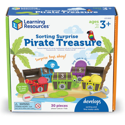 Learning Resources Sorting Surprise Pirate Treasure, Ages 3+, Colour Sorting Toy, Unlock Fine Motor Skills & Matching Fun, Gifts For Kids