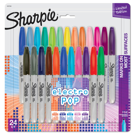 Sharpie Fine Point Permanent Markers, 24-Pack, Ass