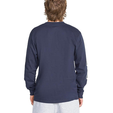 Volcom Men's Iconic Deadly Stones Long Sleeve T-Shirt, Navy White White, Large