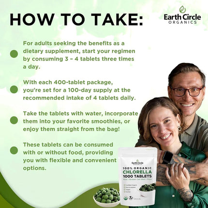 Earth Circle Foods Chlorella Tablets, 1000 Count