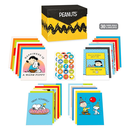American Greetings 30-Count All Occasions Peanuts Card Pack with Keepsake Box and Envelopes
