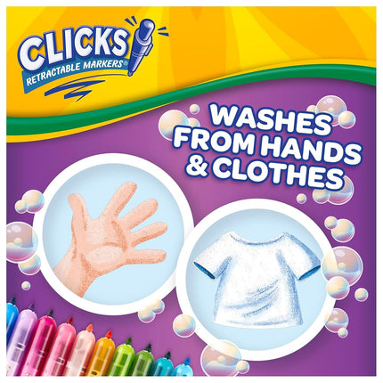 Crayola Washable Markers with Retractable Tips, Clicks, School Supplies, 10 Count, Gifts for Kids