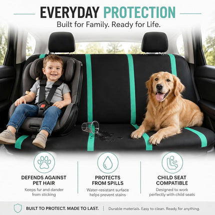FH Group Car Seat Covers Rear Set Cloth - Car Seat Covers with Removable Headrest,Universal Fit,Automotive SeatCovers,Washable Car SeatCover for SUV,Sedan,Van Mint