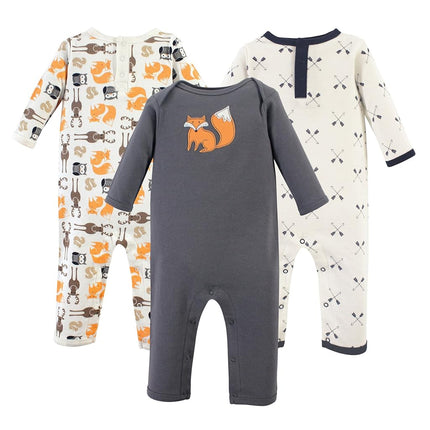 Hudson Baby Baby Cotton Union Suit, 3 Pack, Forest, 18 Months