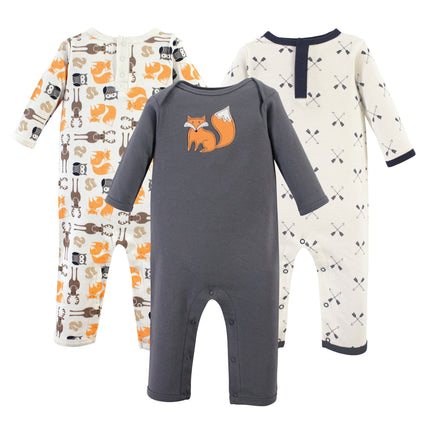 Hudson Baby Baby Cotton Union Suit, 3 Pack, Forest