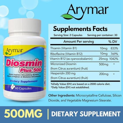 Arymar Diosmin Plus 500, 60Count