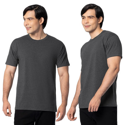 Camisetas de algodón Eversoft para hombre Fruit of the Loom (tallas regulares y grandes y altas), cuello redondo, paquete de 2, negro jaspeado, talla M
