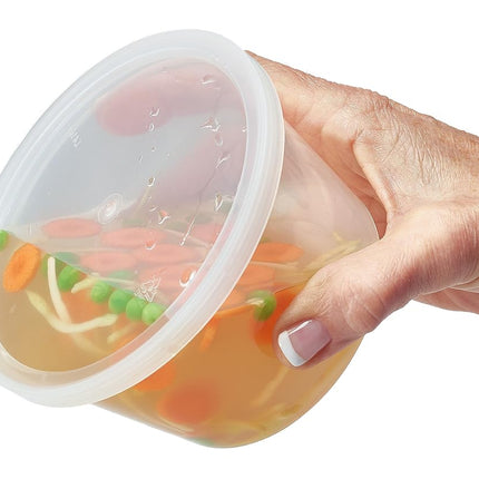 DuraHome Food Storage Containers with Lids 8oz, 16oz, 32oz Freezer Deli Cups Combo Pack, 44 Sets BPA-Free Leakproof Round Clear Takeout Container Meal Prep Microwavable (70 Sets - Mixed sizes)