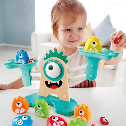 Hape Monster Math Scale, Wooden Educational Toy for Toddlers 3+, Learn Counting and Number Balance Through Hands-On Play