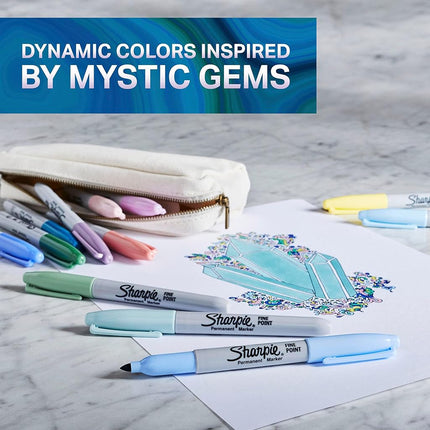 Sharpie Permanent Markers, Fine Point, Featuring Mystic Gem Colour Markers, Assorted, 24 Count