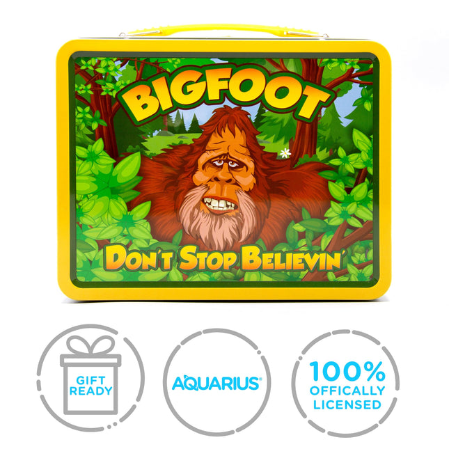AQUARIUS Bigfoot Fun Box - Sturdy Tin Storage Box with Plastic Handle & Embossed Front Cover - Officially Licensed for Fun Merchandise & Collectible Gift