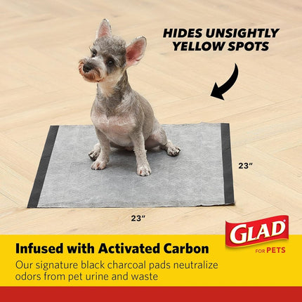 Glad Micro-Defensive Technology Pads, 100ct - Charcoal, Ultra Absorbent, Odor Control, Heavy Duty Puppy Potty Training Pads