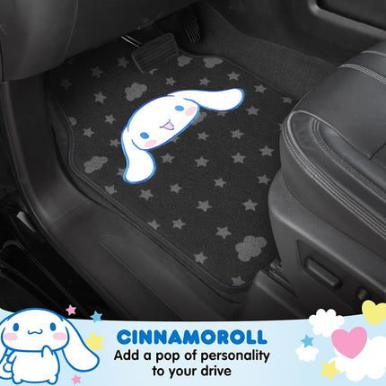 Hello Kitty Cinnamoroll Car Seat Covers - Adorable Light Blue Front Seat Covers with 4PC Carpet Car Floor Mats - Universal Fit for Cars, SUVs & Trucks - Super Cute Cinnamoroll Print & Pattern Accents
