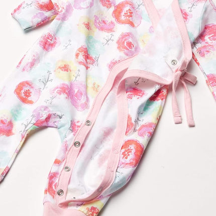 HonestBaby Baby Organic Cotton Kimono Coverall, Rose Blossom, 24 Months