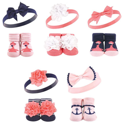 Coffret cadeau bandeau et chaussettes Hudson Baby pour bébés filles, Flamingo, lot de 10 (10 unités)