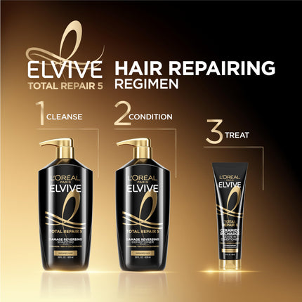 Visit the L'Oreal Paris Store L'Oreal Paris Elvive Total Repair 5 Repairing Shampoo and Conditioner for Damaged Hair Shampoo and Conditioner Set with Protein and Ceramide 1 kit