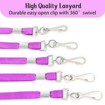 LOCONHA 50 Pack Purple lanyards Lanyards for Id Badges Lanyards Safety Badge Lanyard 18" with Swivel Hook (50, Purple)