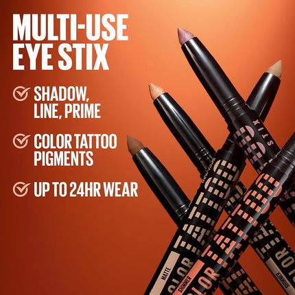 MAYBELLINE Color Tattoo Longwear Multi-Use 24HR Eye Shadow Stix, Rich, Long Lasting Eyeshadow, Eyeliner and Eye Primer Stick, I Am Authentic (Rose Gold Shimmer)