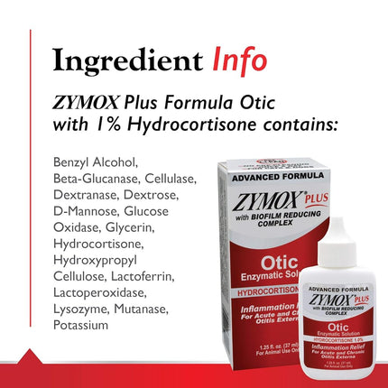 Zymox Advanced Formula Otic Plus Enzymatic Ear Solution for Dogs and Cats
