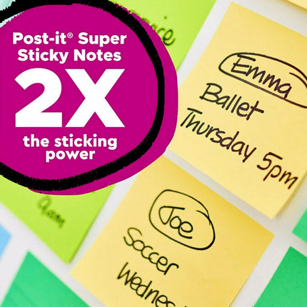 Post-it 100% Recycled Paper Super Sticky Notes, 2X The Sticking Power, 3x3 in, 6 Pads/Pack, 70 Sheets/Pad, Canary Yellow(R330R-6SSCY)