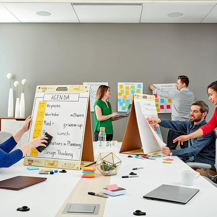 Post-it Super Sticky Portable Tabletop Easel Pad w/Dry Erase Panel 20 x 23 Inches, 20 Sheets/Pad, 2 Pads, One Side White Self Stick Flip Chart Paper, One Side Dry Erase, Built-in Stand (563DE VAD 2PK)