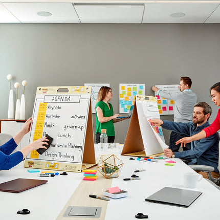 Post-it Super Sticky Portable Tabletop Easel Pad w/Dry Erase Panel 20 x 23 Inches, 20 Sheets/Pad, 2 Pads, One Side White Self Stick Flip Chart Paper, One Side Dry Erase, Built-in Stand (563DE VAD 2PK)