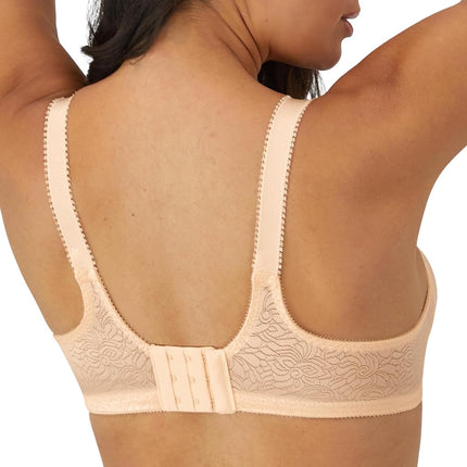 Bali Women's Double Support Wireless, Lace Bra with Stay-in-Place Straps, Full-Coverage, Porcelain, 42C