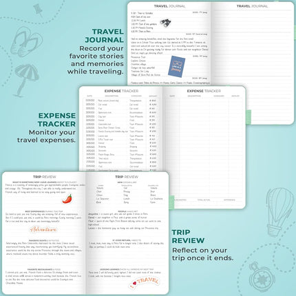 Clever Fox Travel Journal – Vacation Planner with Budget Plan, Packing List, Expense Tracker & Trip Travelling Itinerary Organizer for Women, Men Couples, Hardcover - Mint Cream, A5 (5.8'' x 8.3'')