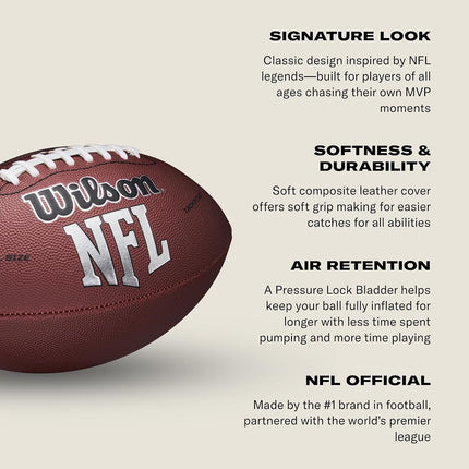 WILSON NFL MVP Football - Gray, PeeWee (Age 6-9)