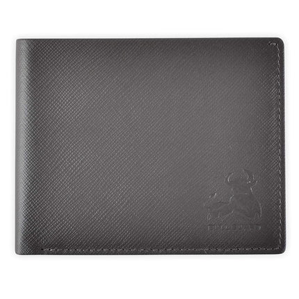 RFID Bifold Leather Wallet for Men with Flip Up ID in Vintage Buffalo Brown, Wild Mountain Grey, S, Modern