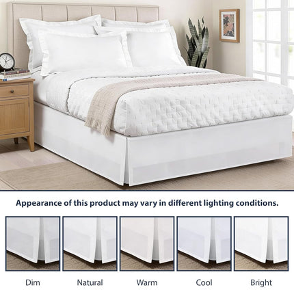 Lux Hotel Microfiber Tailored Style Bed Skirt with Classic 14 Inch Drop Length, Twin, White