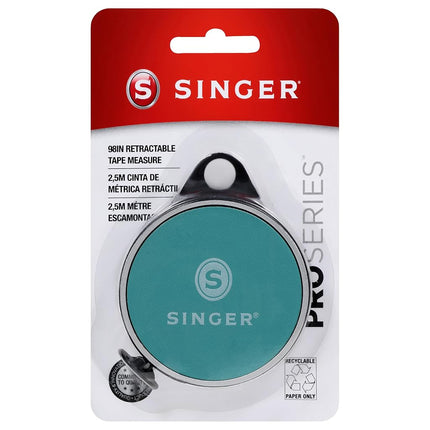Singer Pro Series Retractable Pocket Tape Measure-96-inch, Metal Plastic, Teal, 2.5 m