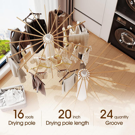 BOQORAD Wall Mounted Clothes Hanger Space-Saver，Retractable Garment Laundry Drying Rack，Collapsible Clothes Dry Racks for Balcony, Mudroom, Bedroom (Tripod, White)