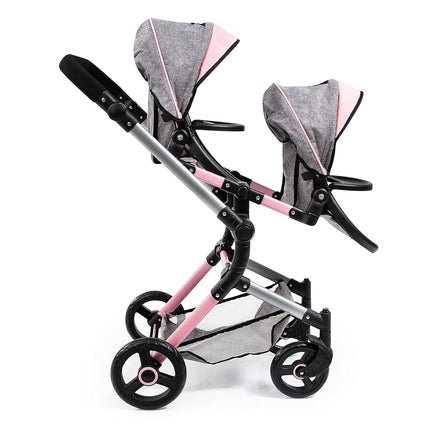 Bayer Twin Dolls Double Pram - Foldable Dolls Double Buggy, Twin Stroller
