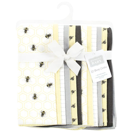 Bavoir en flanelle unisexe pour bébé Hudson Baby, lot de 12, motif abeille, taille unique