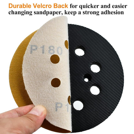 Aiyard 5-Inch 8-Hole Hook and Loop Sanding Discs 180-Grit, 50-Pack