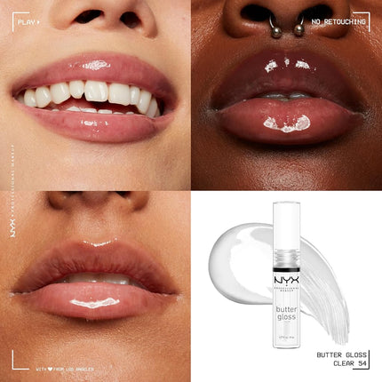 NYX Professional Makeup Butter Gloss, Lip Gloss, Moisturizing Shade: Clear